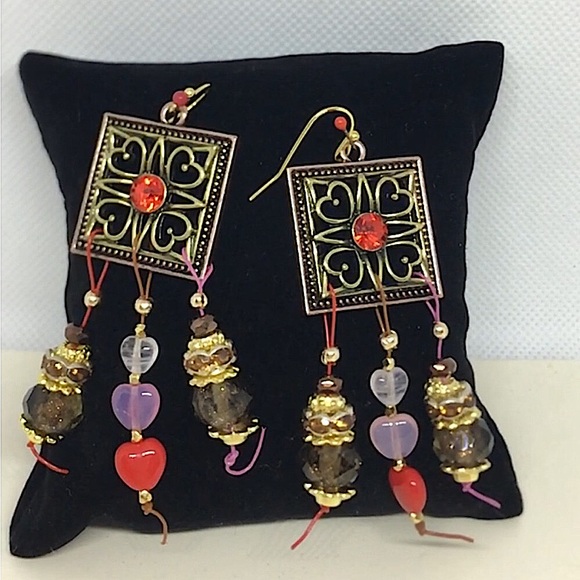 “Hearts and Chocolate “ earrings on Softflex beading wire - Picture 3 of 3